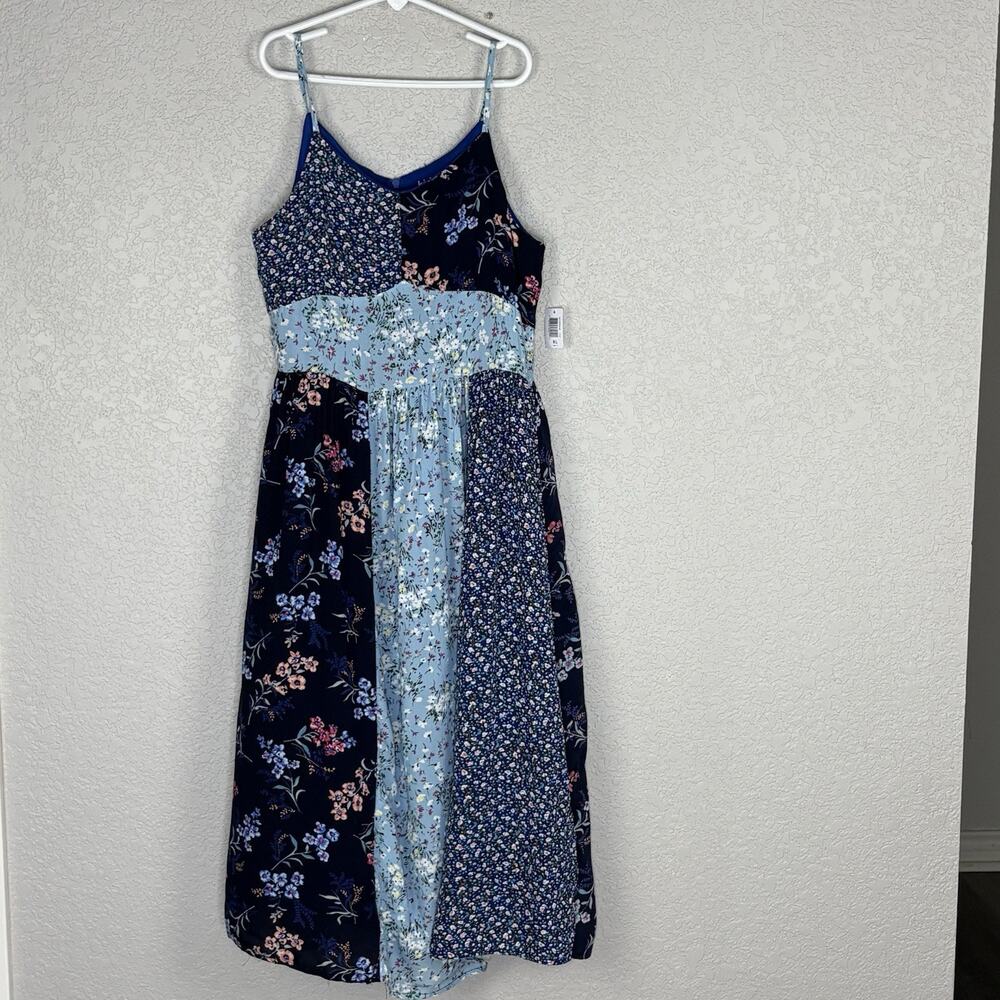 Maxi Sun Dress Girls Sleeveless Floral Patchwork Rayon Boho Size 14